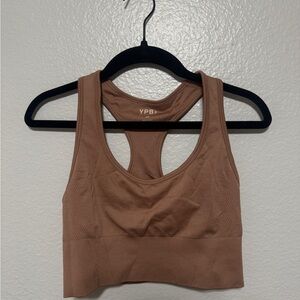 Brown Seamless Sports Bra with Wide Straps